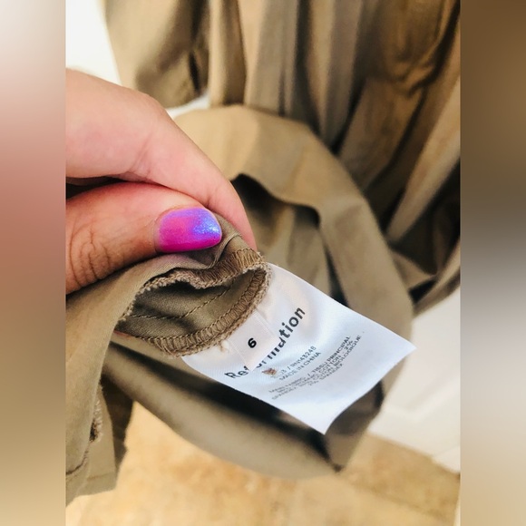 REFORMATION TAUPE PUFF SLEEVE PRINCESSCORE COTTAGECORE ROYALCORE MIDI DRESS - Picture 10 of 12